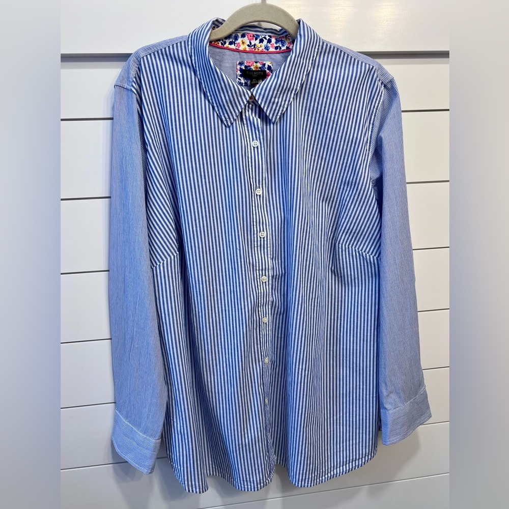 NWT TALBOTS LONG SLEEVE STRIPED SHIRT